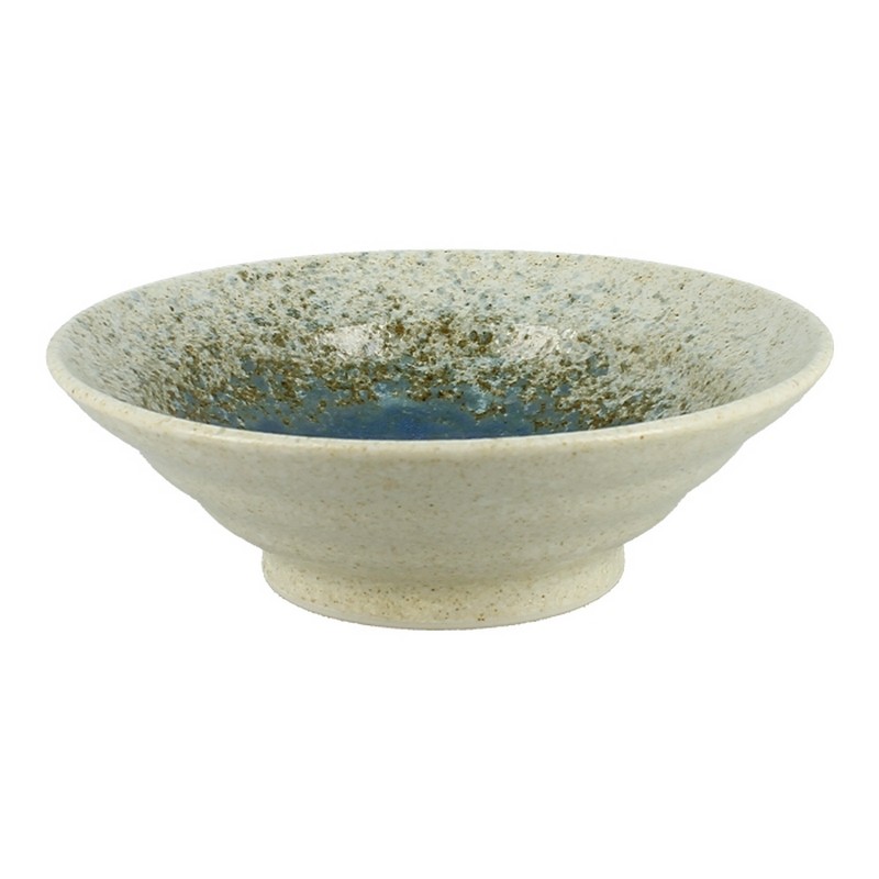 Ciotola giapponese color crema con interno blu, fatta in Giappone